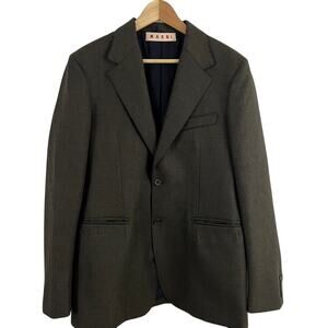Marni Brown Two Button Notched Collar Wool Blazer Sports Jacket Size 52 US 42